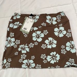 Super cute brown with blue flowers swim skirt